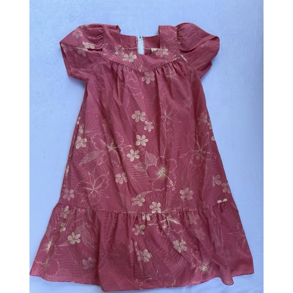 Vintage Royal Creations Hawaiian Muumuu Dress Pink White Floral Luau Maxi XL